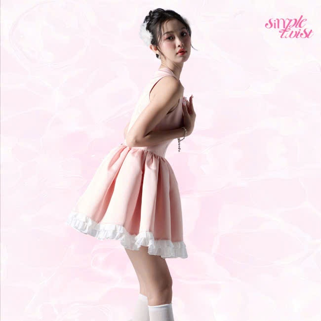 Ảnh Đầm thiết kế dáng chữ A màu hồng PINK SWAN tiểu thư, sang chảnh dự tiệc - Simple Twist 3