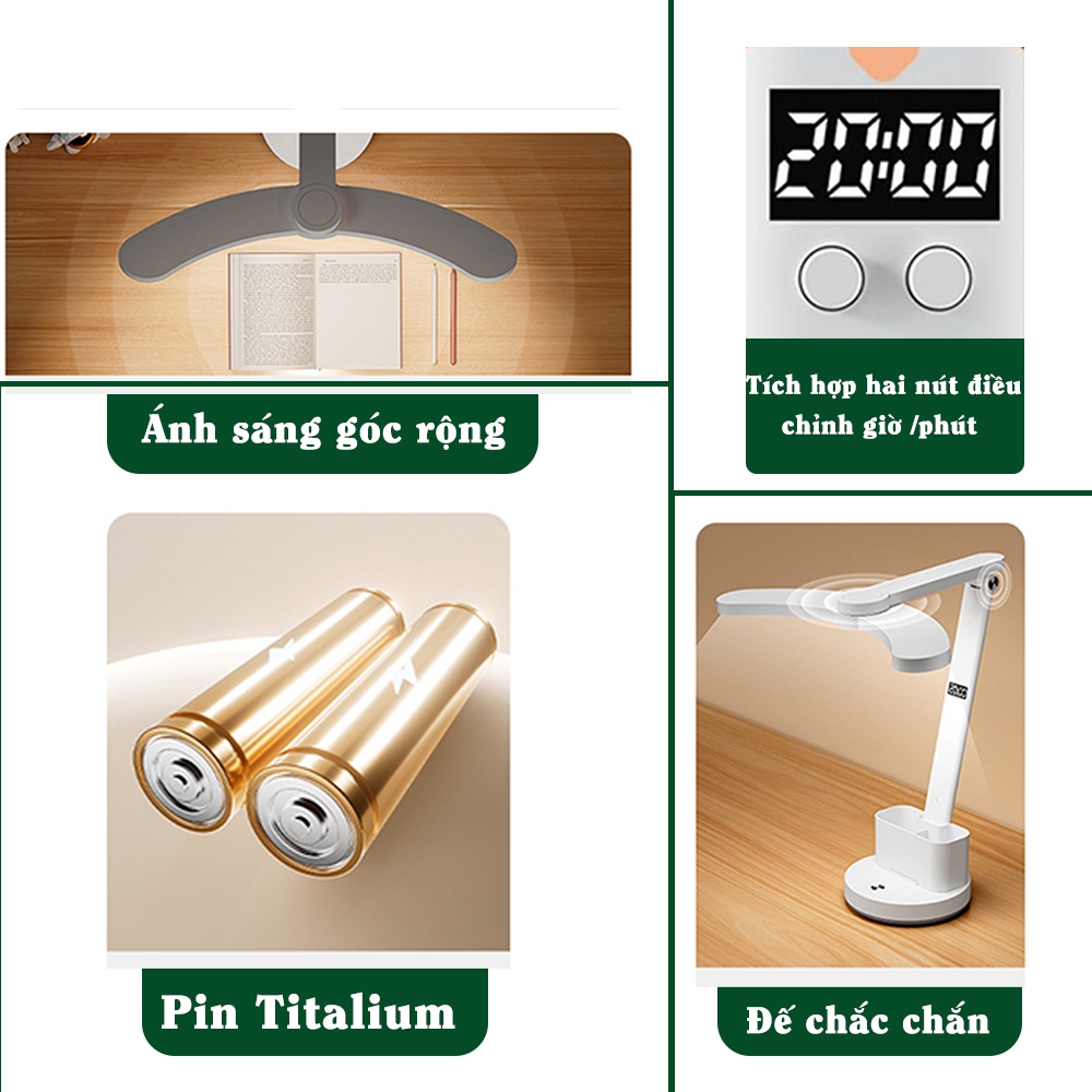 Ảnh Đèn học tích điện, Sipanic để bàn học đọc sách làm việc, cảm ứng chạm 3 chế độ ánh sáng 4