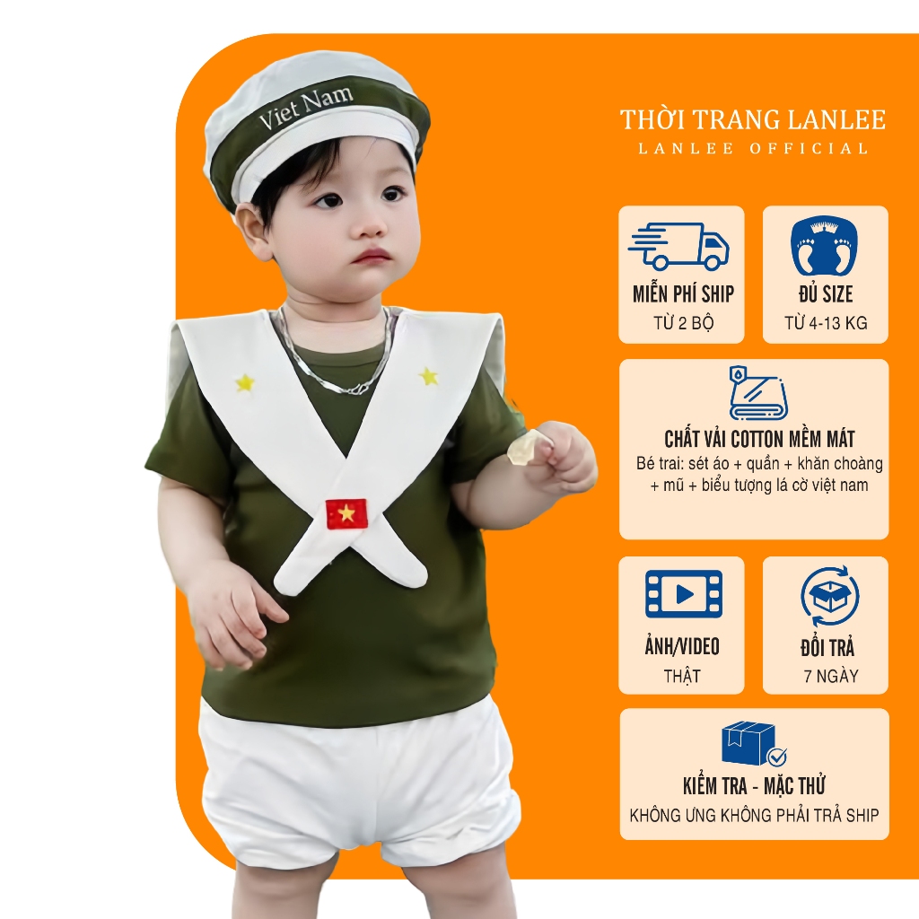 Bodysuit Cho Bé 𝗟𝗮𝗻𝗹𝗲𝗲 𝗙𝗮𝘀𝗵𝗶𝗼𝗻 Gắn Cờ Việt Nam Mã NB