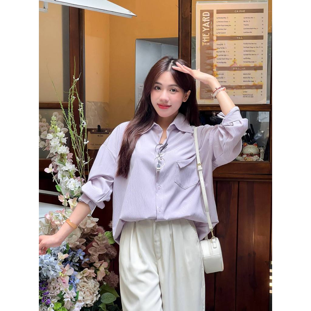 Áo Sơ Mi Nữ Kiểu Buộc Nơ Sau Lưng, Áo Sơmi Chất Vải Đũi Thoáng Mát, Áo Somi Trơn Kiểu Dáng Điệu Đà Miha Studio