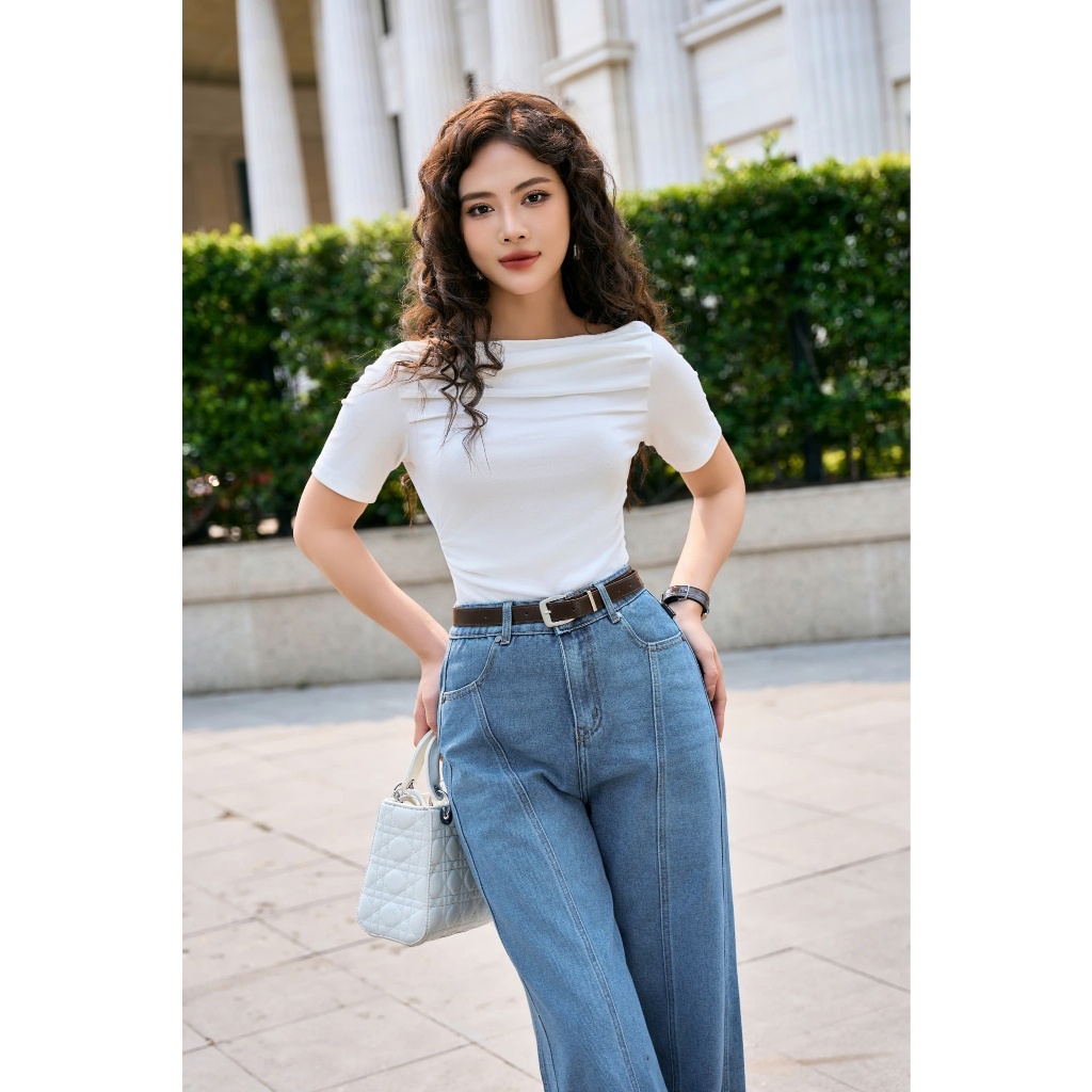 Ảnh Áo Thun 𝐂𝐂𝐇𝐀𝐓 Xếp Kiểu Vera Dáng Ôm Chất Liệu Cao Cấp 14TNC2005OT 2