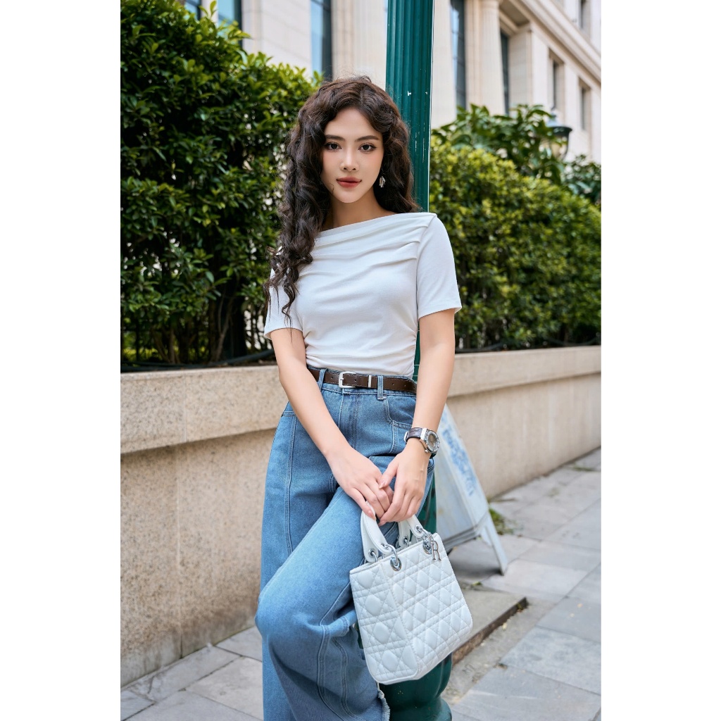 Ảnh Áo Thun 𝐂𝐂𝐇𝐀𝐓 Xếp Kiểu Vera Dáng Ôm Chất Liệu Cao Cấp 14TNC2005OT 1