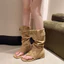 Giày Sandal Xỏ Ngón Dáng Xương Cá Cổ Cao Chất Da Lộn Đi Được Hai Kiểu Thời Trang Ulzzang