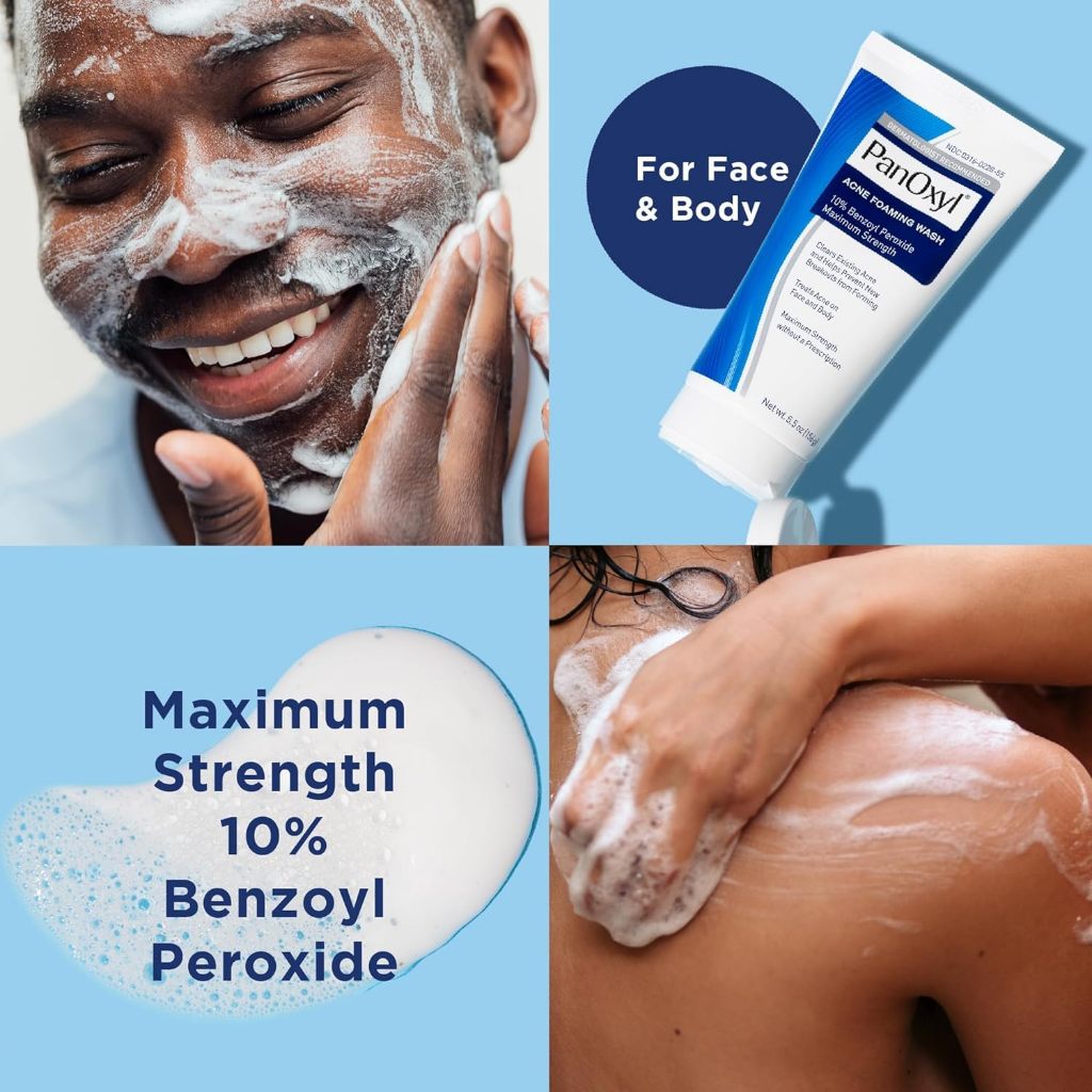 Sữa rửa mặt giảm mụn Panoxyl Creamy Acne Wash 4% - Foaming Acne Wash 10% Benzoyl Peroxide ngực,gigi