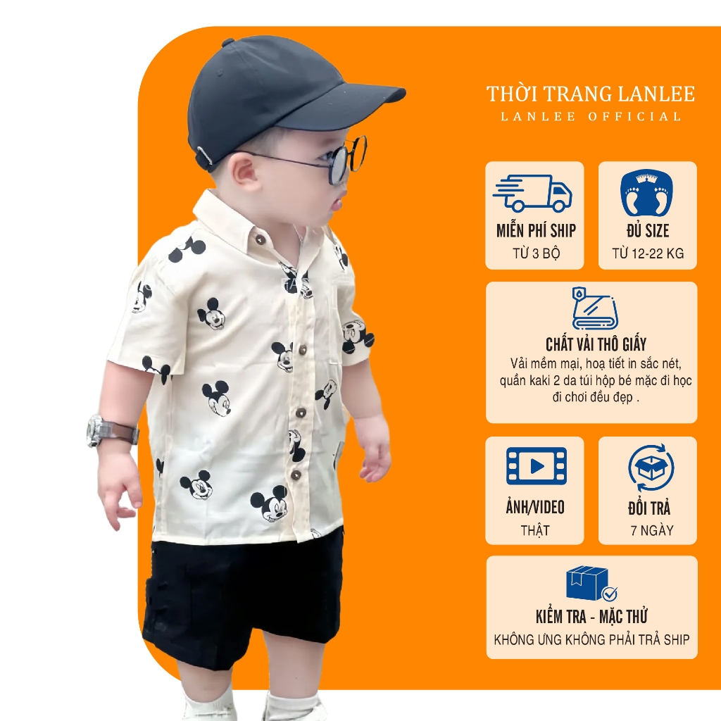 Đồ Bộ Bé Trai Mùa Hè 𝗟𝗮𝗻𝗹𝗲𝗲 𝗙𝗮𝘀𝗵𝗶𝗼𝗻 Mã MK