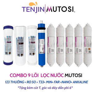 Bộ 9 Lõi Lọc Nước Mutosi Chính Hãng Dùng Cho Máy Lọc Nước RO 9 Cấp SD 123, RO50, T33, Min, Far, Nano, Alkaline