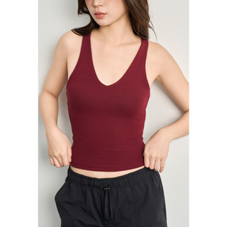 THEKIM Áo sát nách cổ tim sâu ( mút ngực tháo rời ) , Áo ba lỗ cổ tim vải soft zip cotton 2 lớp T283