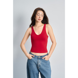 THEKIM Áo sát nách cổ tim sâu ( mút ngực tháo rời ) , Áo ba lỗ cổ tim vải soft zip cotton 2 lớp T283