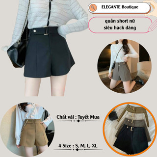 Quần Đùi Nữ Kèm Đai Cao Cấp Mùa Hè, Siêu Tôn Dáng, Tôn Da ELEGANTE.