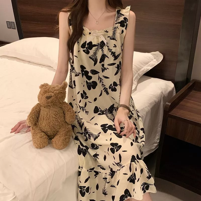 Váy ngủ cotton đũi xốp êm nhẹ và thoáng mát dễ thương có mút ngực êm ái ảnh 4