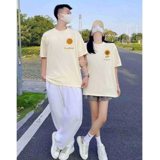 Áo thun đôi nam nữ in mặt trời - hoa hướng dương cotton mềm mịn thoáng mát fỏm dáng Unisex
