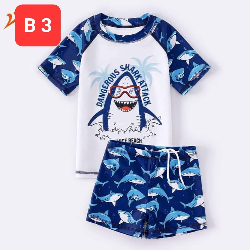 Đồ Bơi Bé Trai Size Đại, Bộ Bơi Bé Trai Họa Tiết Siêu Nhân Nhện, khủng long kèm mũ cho bé từ 15-54kg