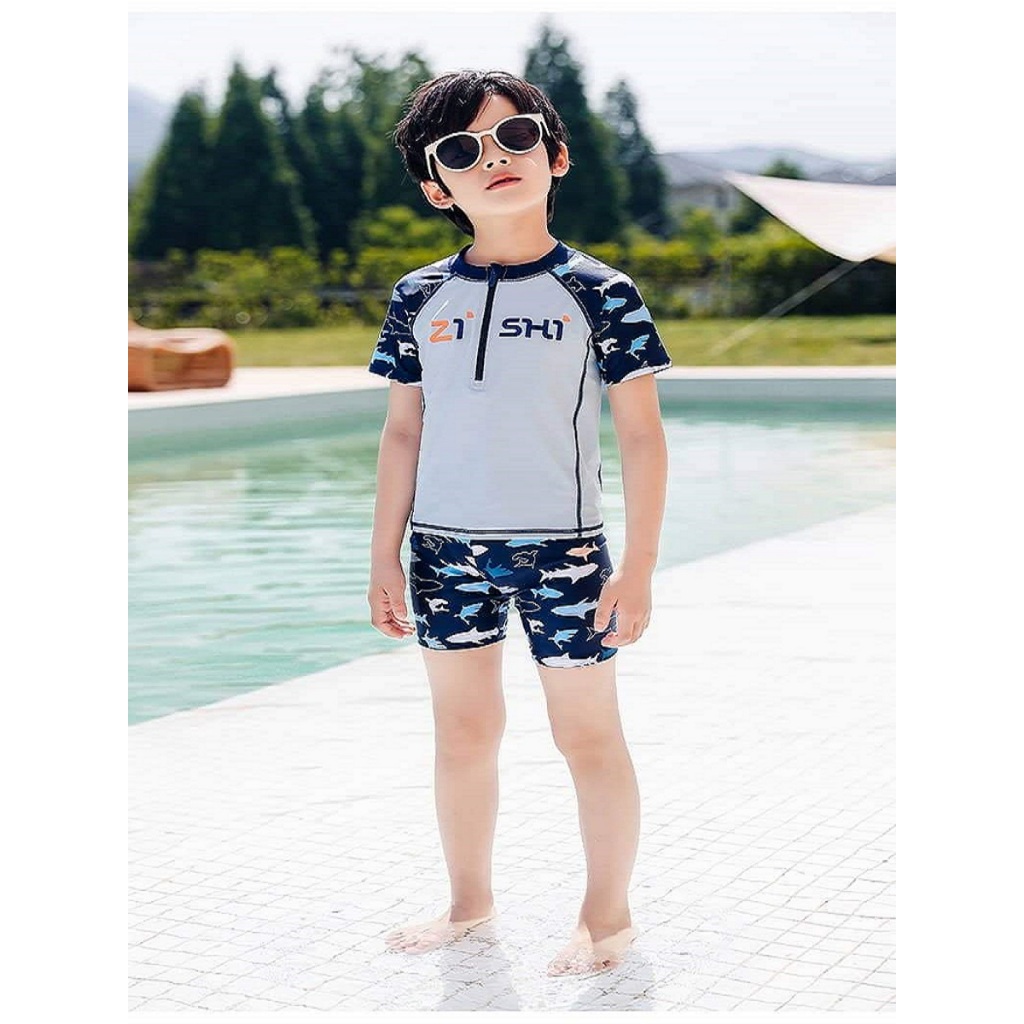 Đồ Bơi Bé Trai Size Đại, Bộ Bơi Bé Trai Họa Tiết Siêu Nhân Nhện, khủng long kèm mũ cho bé từ 15-54kg