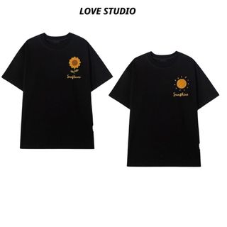 Áo thun đôi nam nữ in mặt trời - hoa hướng dương cotton mềm mịn thoáng mát fỏm dáng Unisex