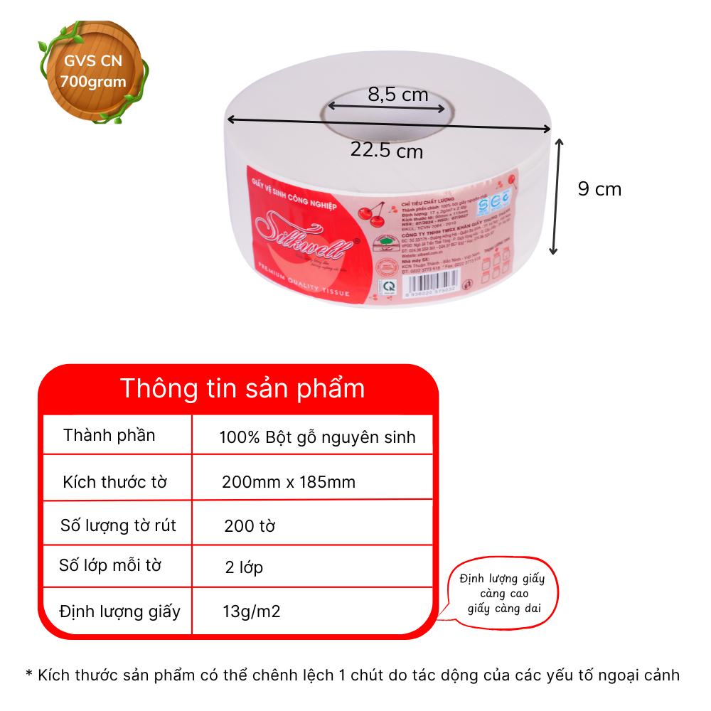 Combo 5 cuộn giấy vệ sinh công nghiệp Silkwell 700G 2 lớp, cuộn giấy vệ sinh to tiết kiệm chi phí hơn