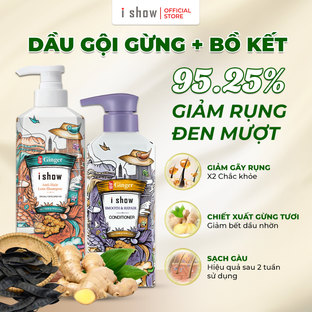 Ảnh Dầu Gội Gừng I SHOW Dưỡng Tóc Chắc Khoẻ Kiềm Dầu Phồng Tóc Hỗ Trợ Mọc Tóc - Dầu Gội Thảo Dược I SHOW 2