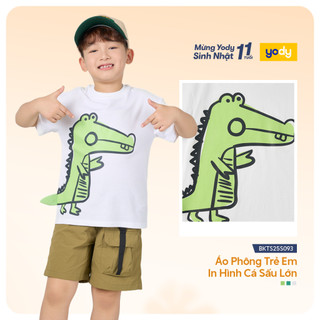 Áo thun bé trai YODY Cotton USA single thấm hút mồ hôi, co giãn nhẹ 2-9 tuổi BKTS25S093