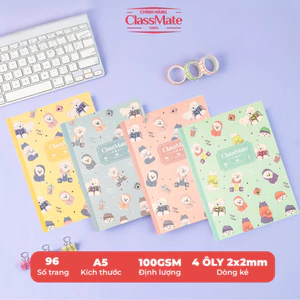 Tập Học Sinh A5 96 Trang CLASSMATE, Tập Miền Nam Vở 4 Ô Ly Pattern Giấy 80gsm Dành Cho Học Sinh Cấp 1 NA5-09-008