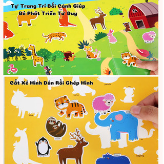 Đồ Chơi Sách Bóc Dán Sticker Hút Nam Châm Từ Tính Nhiều Chủ Đề Khủng Long Xe Cộ Động Vật Vũ Trụ Cho Bé Vui Chơi