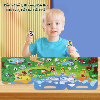 Đồ Chơi Sách Bóc Dán Sticker Hút Nam Châm Từ Tính Nhiều Chủ Đề Khủng Long Xe Cộ Động Vật Vũ Trụ Cho Bé Vui Chơi