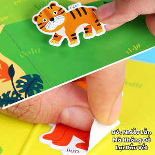 Đồ Chơi Sách Bóc Dán Sticker Hút Nam Châm Từ Tính Nhiều Chủ Đề Khủng Long Xe Cộ Động Vật Vũ Trụ Cho Bé Vui Chơi
