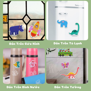 Đồ Chơi Sách Bóc Dán Sticker Hút Nam Châm Từ Tính Nhiều Chủ Đề Khủng Long Xe Cộ Động Vật Vũ Trụ Cho Bé Vui Chơi