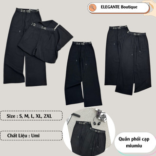 Quần Ống Rộng Phối Cạp MiuMiu Siêu Tôn Dáng, Thoáng Mát