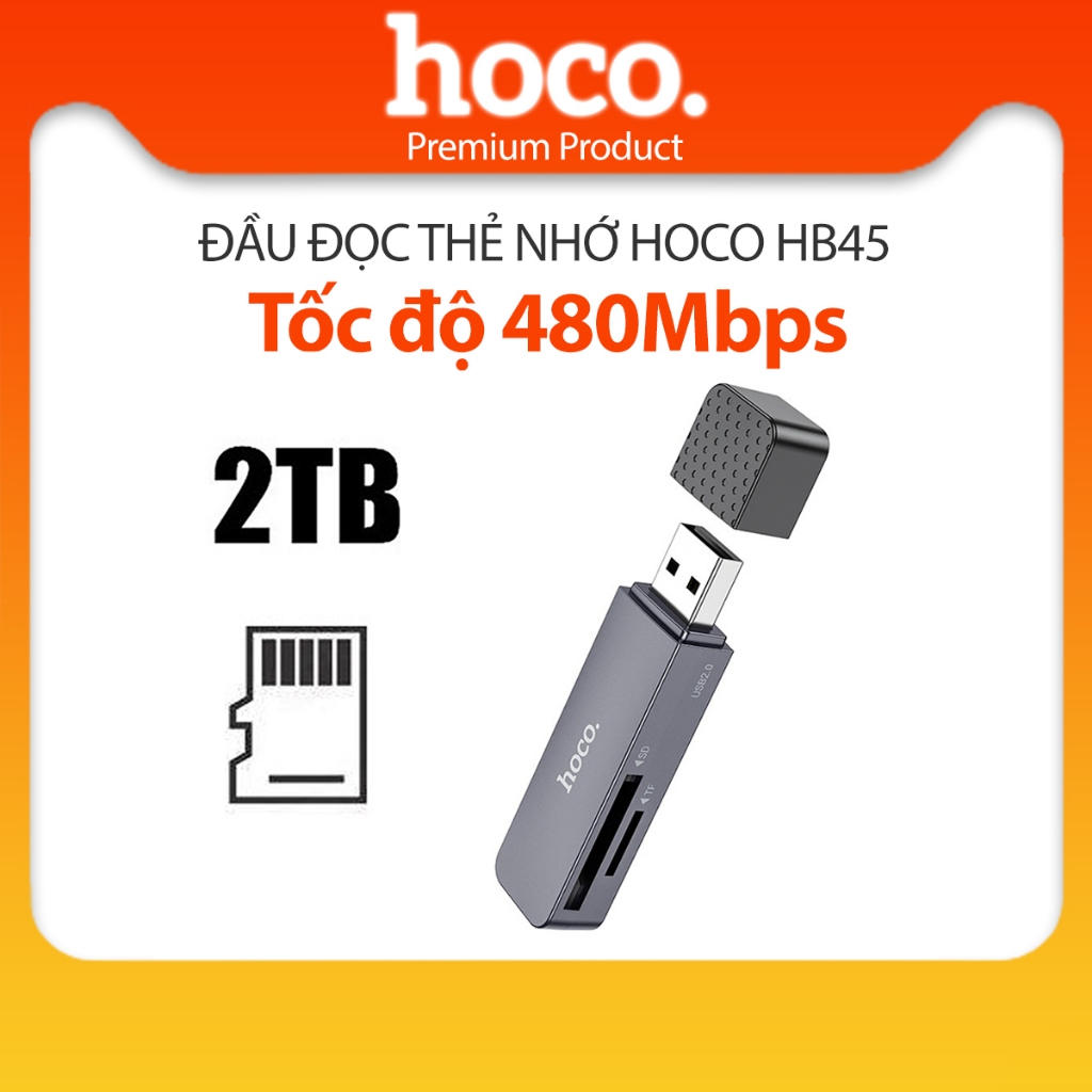 Đầu đọc thẻ nhớ 2IN1 Hoco HB45 USB sang SD/TF dung lượng lớn 2TB tốc độ ...