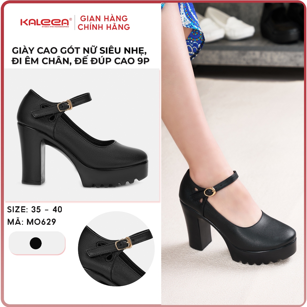 Ảnh Kaleea - Giày Cao Gót Nữ Chất Da Mềm, Đi Nhẹ, Êm, Giày Đế Đúp Cao 9p - MO629 (Lấy tăng size) 1