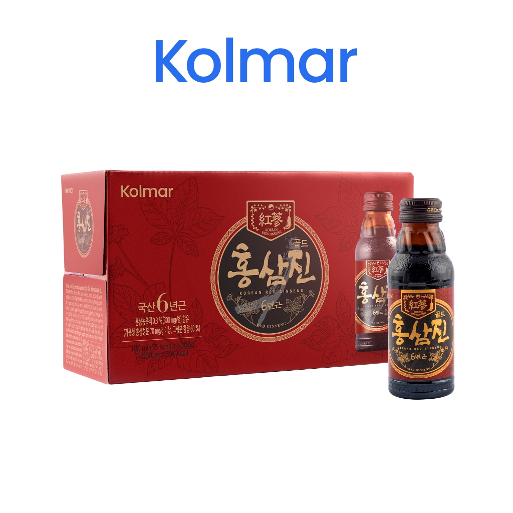 Nước Hồng Sâm HONGSAMJIN GOLD - Thực Phẩm Bảo Vệ Sức Khoẻ (Hộp 10 chai x 100ml)