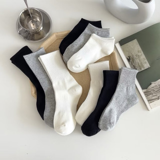Tất nam nữ mùa hè màu trơn trắng đen cotton thấm hút mồ hôi , tất thời trang 2025