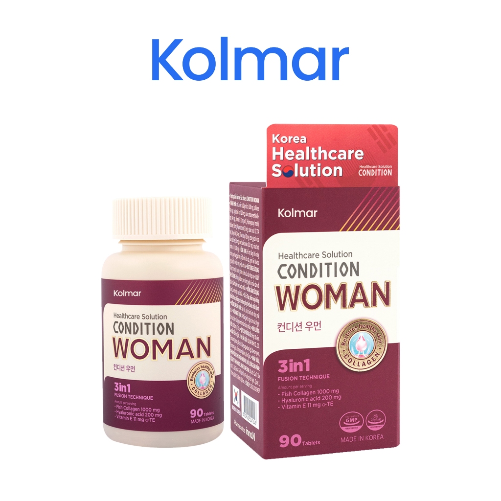 Viên Uống Bổ Sung Collagen CONDITION WOMAN Hỗ Trợ Tăng Độ Đàn Hồi, Giữ Ẩm Da - Hộp 90 Viên - Thực Phẩm Bảo Vệ Sức Khoẻ
