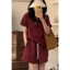 Set đồ bộ mùa hè chất nỉ xốp trơn basic thêu ngựa có bigsize.