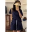 Set đồ bộ mùa hè chất nỉ xốp trơn basic thêu ngựa có bigsize.