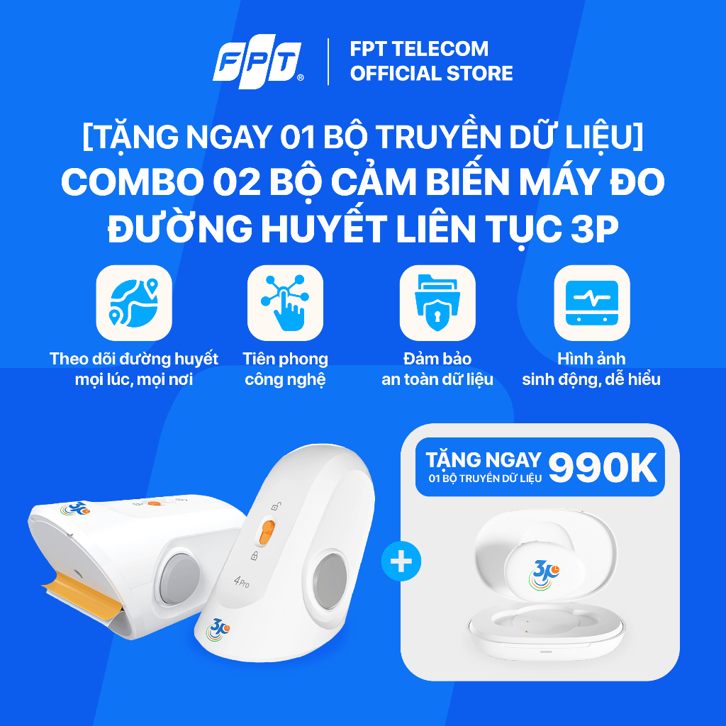 Ảnh Combo 02 Bộ cảm biến máy đo đường huyết liên tục 3P 1