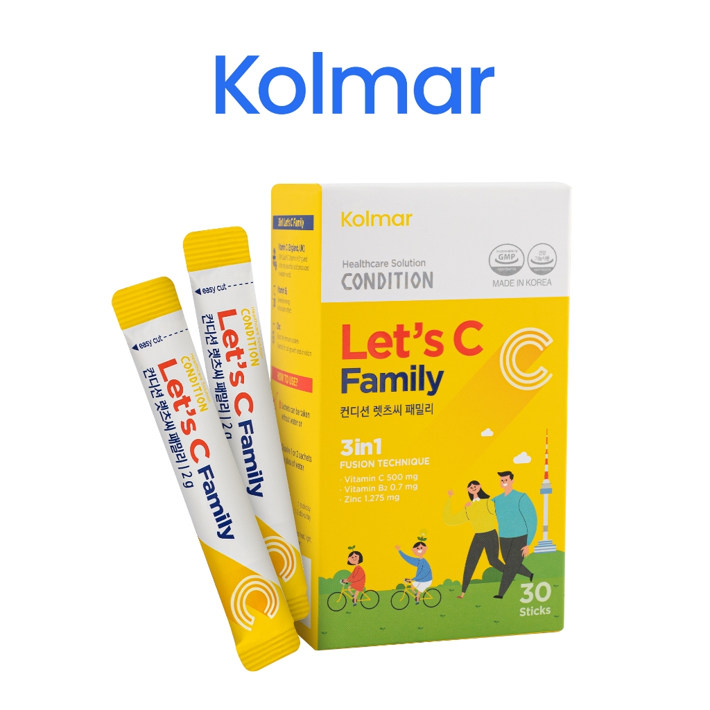 Bột Uống Bổ Sung Vitamin C, B2, Kẽm CONDITION LET’S C FAMILY - Hộp 30 gói - Thực Phẩm Bảo Vệ Sức Khoẻ