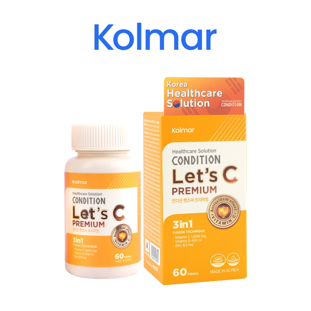 Viên Uống Bổ Sung Vitamin C, D, Kẽm CONDITION LET’S C PREMIUM - Hộp 60 viên - Thực Phẩm Bảo Vệ Sức Khoẻ