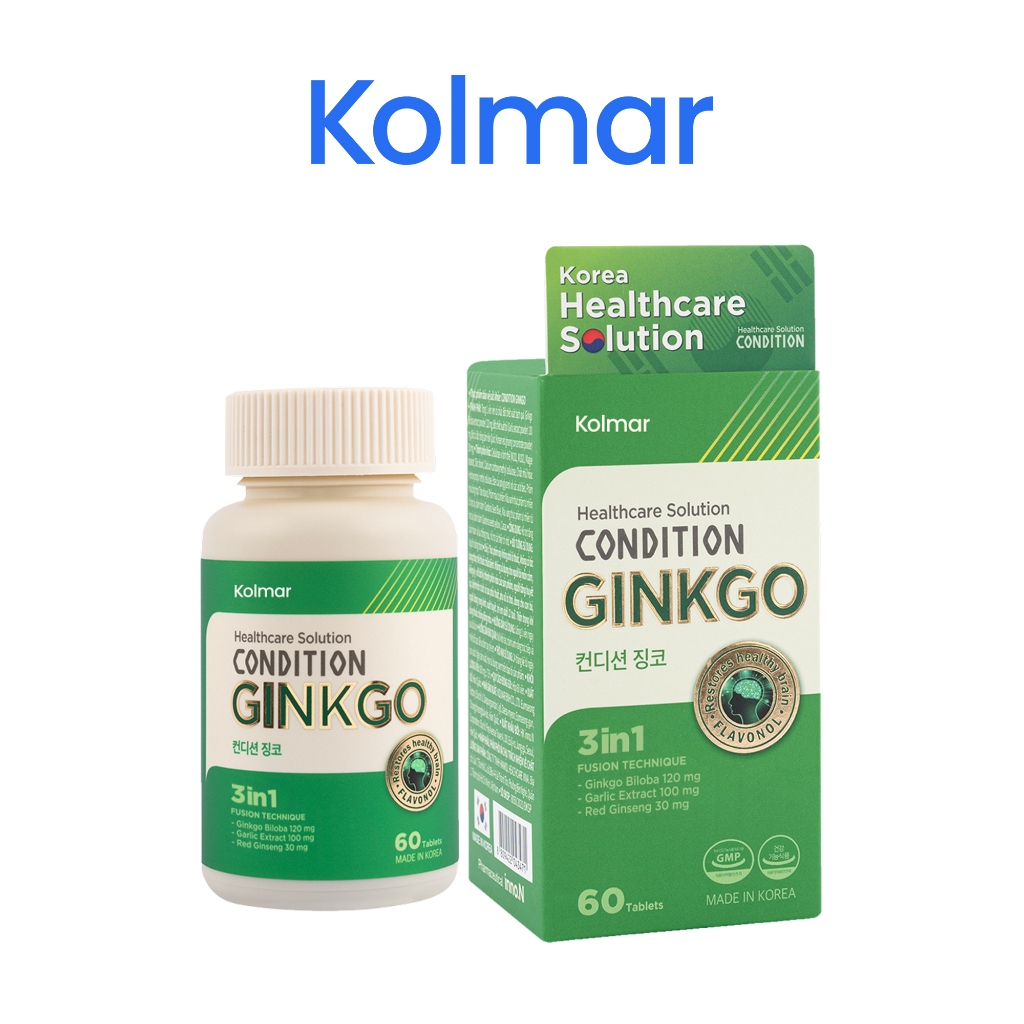 Viên Uống Bổ Não CONDITION GINKGO Hỗ Trợ Tăng Tuần Hoàn, Lưu Thông Máu - Hộp 60 viên - Thực Phẩm Bảo Vệ Sức Khoẻ