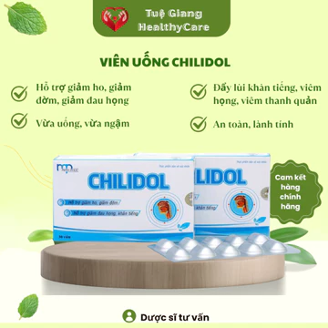 CHILIDOL - Viên uống, ngậm giảm khản tiếng, viêm họng, đau rát họng, viêm thanh quản - Hộp 30 viên