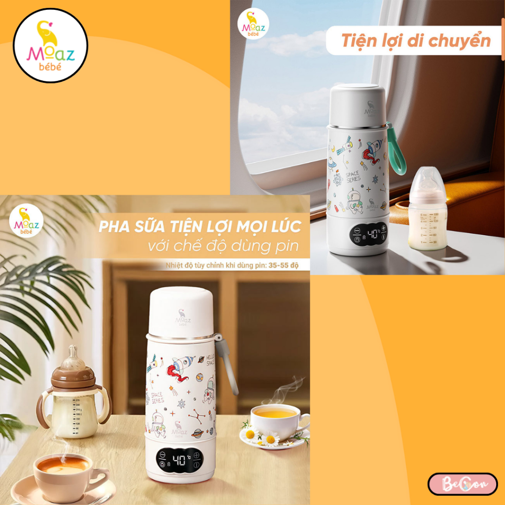 Bình đun nước pha sữa cầm tay Moaz BéBé MB058 Universe, dung tích 500ml có đun sôi, nhỏ gọn tiện lợi