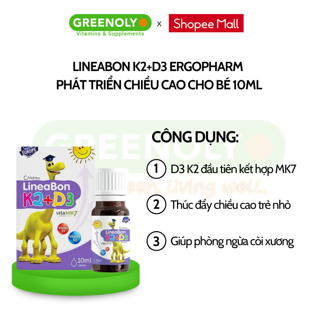 Ảnh LineaBon Vitamin D3 K2 Vitamin Phát Triển Tăng Chiều Cao Cho Bé 10ml 2