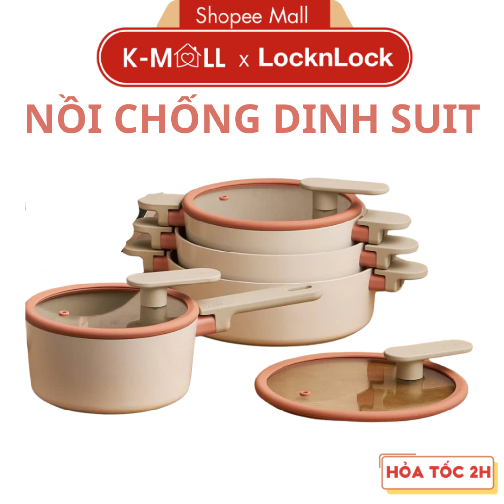 Nồi Chống Dính Suit Bric LocknLock Pot Dùng Được Bếp Từ, Tay Cầm Cách Nhiệt, Nhiều Dung Tích K-MALL