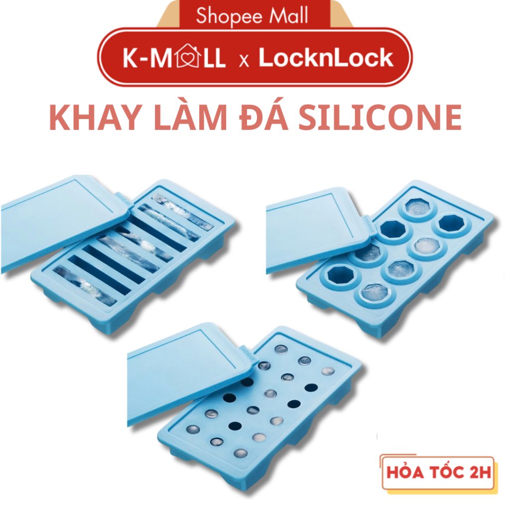 Khay Làm Đá Silicone LocknLock Ice Tray SLX167, SLX168, SLX169 Màu Xanh Dương - K-MALL