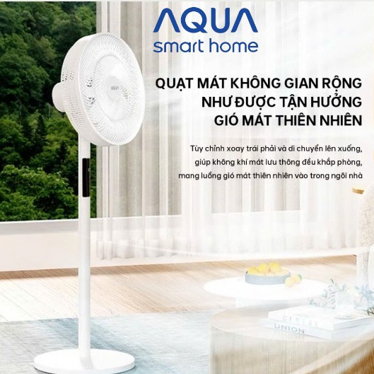 Quạt cây đứng Aqua AQS-FED3502R(W)/AQS-FED3501R thân quạt máy cảm ứng, điều khiển từ xa, hẹn giờ 12 tiếng, thu