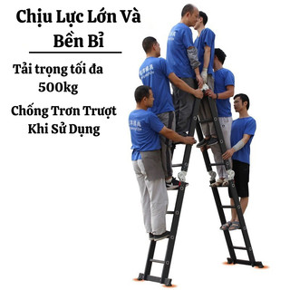 Thang gấp gọn 4 Đoạn Chữ A Chịu Lực 200KG Nhập Khẩu Cao Cấp, Thang Nhôm Xếp Gấp Gọn Gia Đình Chữ M