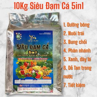 10kg Siêu Đạm Cá 5in1 Dạng Viên tròn Dễ hoà tan trong nước giúp cây Bung chồi, đẻ nhánh, nuôi trái, ra rễ, tơi xốp đất.
