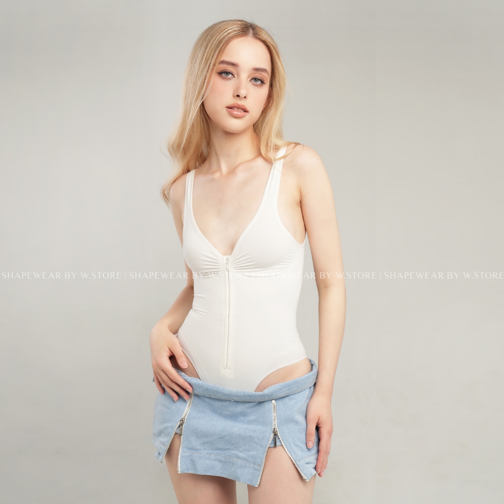 Ảnh Gigi Zip Shapewear Bodysuit - Áo Gen Định Hình Bodysuit Khoá Kéo Shapewear WSTORE Tạo Thắt Eo, Gom Gọn Shape Fit Cơ Thể 3