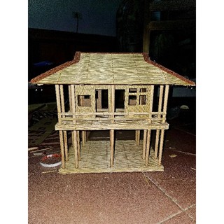 Mô hình nhà sàn Bác Hồ làm từ nan trúc mái nhà rộng 43cm