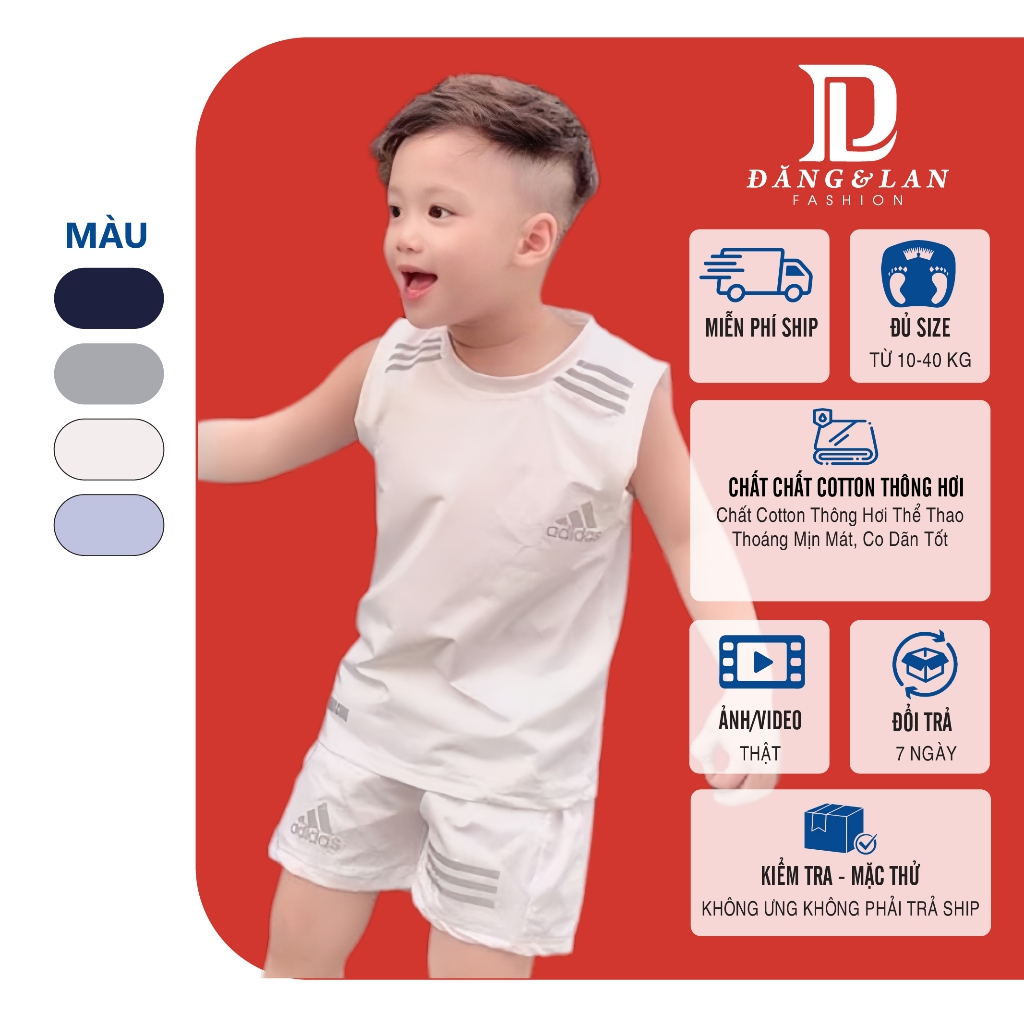 Bộ thông hơi AD cho bé trai, vải thông hơi, mát, thấm hút mồ hôi cho bé ngày hè
