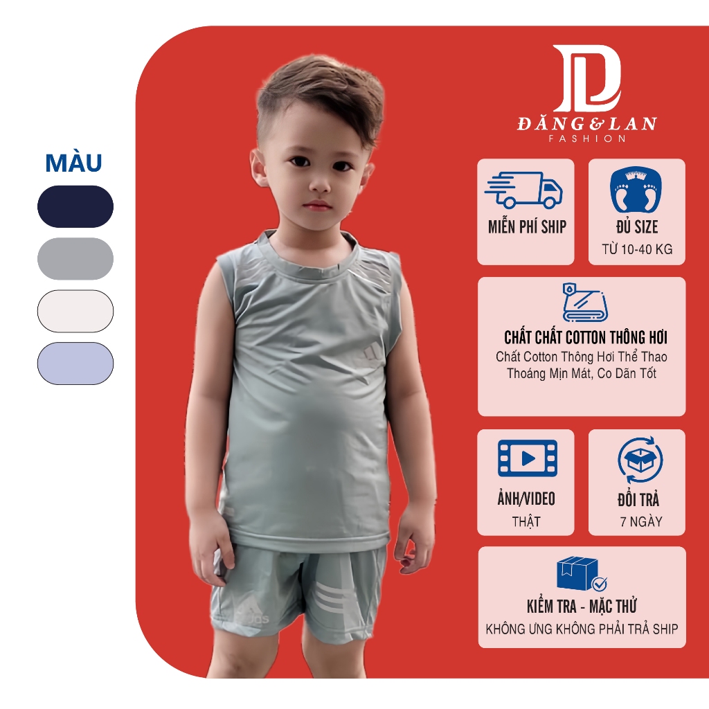 Bộ thông hơi AD cho bé trai, vải thông hơi, mát, thấm hút mồ hôi cho bé ngày hè